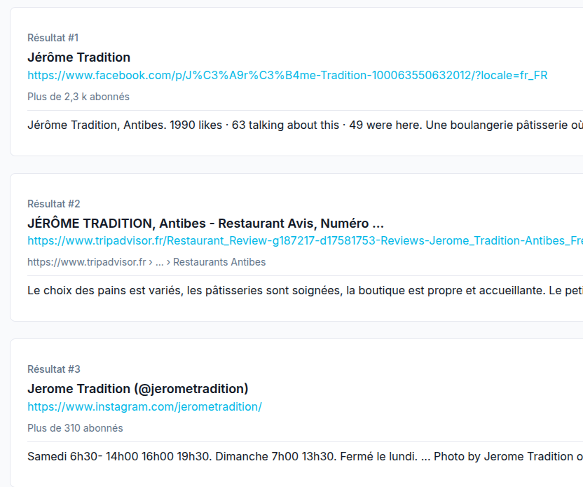 Téléchargement résultats